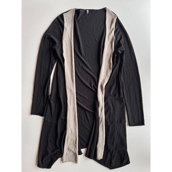 ANNETTE GORTZ Black Viscose Knit Long Wrap Tie Front Cardigan Sweater, Size M - Picture 7 of 16